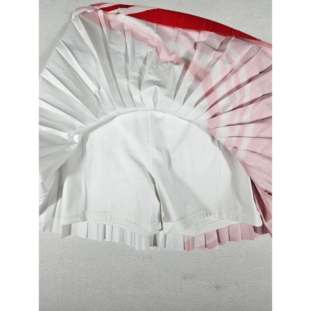 Athleta Match Point Pleated Colorblock Skort White Red Pink Stripe 694842 Medium - Picture 4 of 11